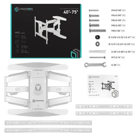 ONKRON TV OLED vysúvny a otočný držiak na stenu 40"až 75" , max 46 kg, biely 