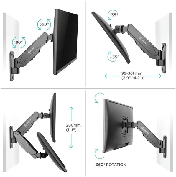 ONKRON TV  monitor plynový držiak na stenu 13" - 34", čierny 