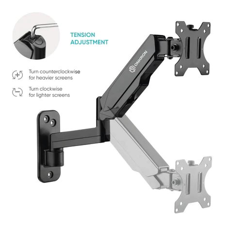 ONKRON TV / monitor plynový držiak na stenu 13" - 34", čierny 