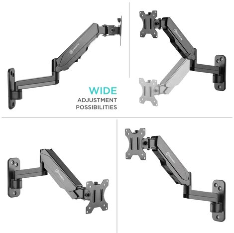 ONKRON TV / monitor plynový držiak na stenu 13" - 34", čierny 