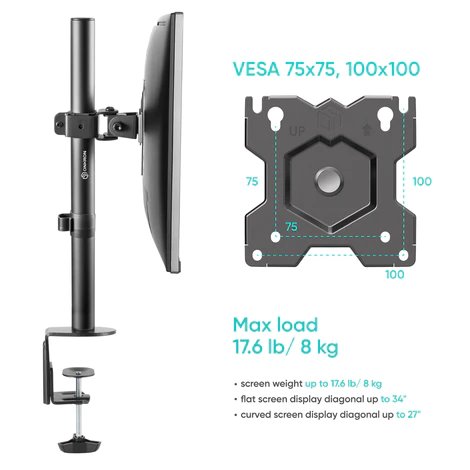 ONKRON Stolný držiak na monitor, 13 až 34"max 8 kg, čierny 