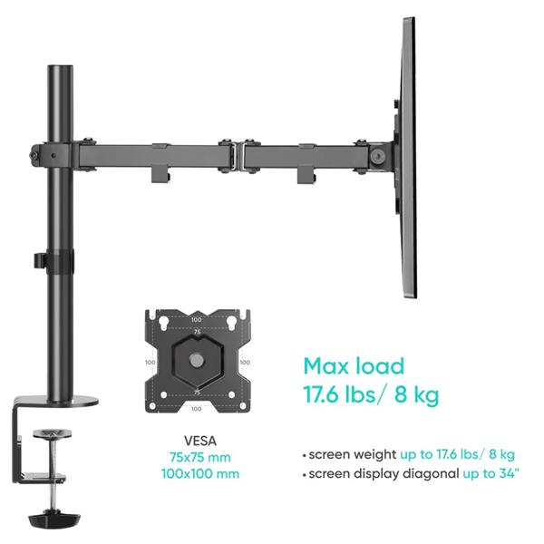 ONKRON otočný Stolný držiak na monitor,13 až 34"max 8 kg, čierny 