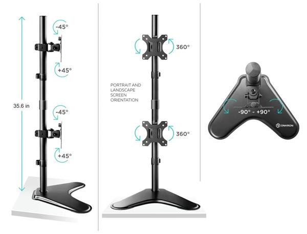 ONKRON Duálny stojan na monitor pre 13"-32", max 8 kg, čierny 
