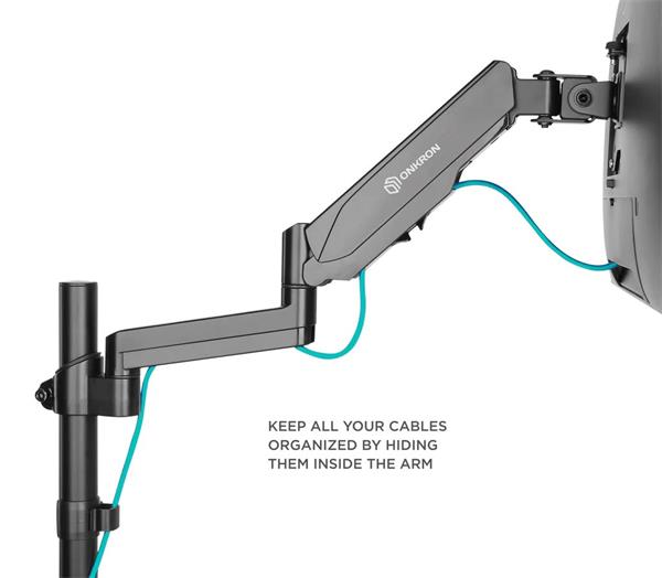 ONKRON Trojitý stojan na monitor pre 13 až 32-palcové LCD LED obrazovky do 8 kg, čierny 