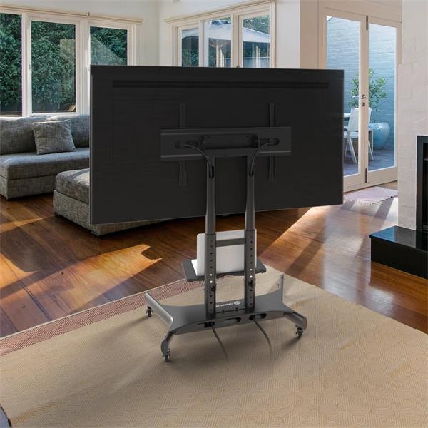 ONKRON TV mobilný stojan pre 50" - 83" s naklonom vhodný pre dotykové panely, s policami, čierny 