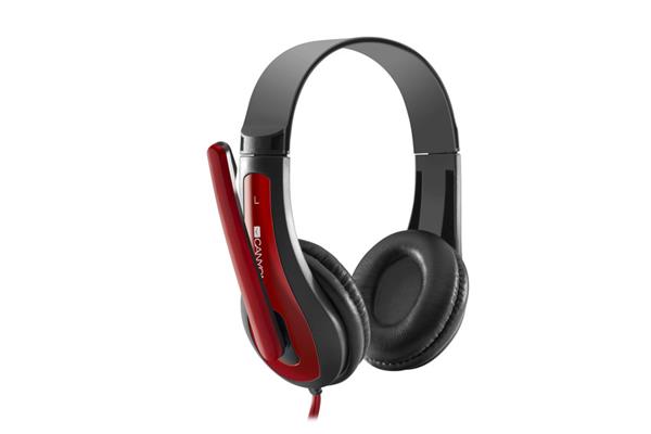 Canyon HSC-1, PC Headset, slúchadla s mikrofónom, 1 x 3.5mm jack komb., ovládanie na kábli, 2 m, čierno-červené 