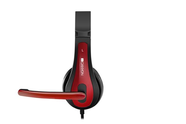 Canyon HSC-1, PC Headset, slúchadla s mikrofónom, 1 x 3.5mm jack komb., ovládanie na kábli, 2 m, čierno-červené 