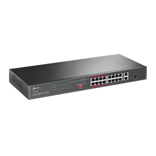 16-Port 10/100Mbps + 2-Port Gigabit Rackmount Switch with 16-Port PoE+ PORT: 16× 10/100 Mbps PoE+ Ports, 2× Gigabit Non- 