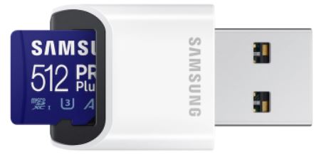 512 GB . microSDXC karta Samsung PRO Plus 2023 + USB adaptér 