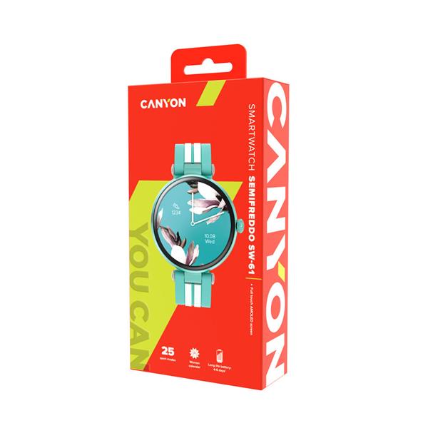 Canyon SW-61, Semifreddo smart hodinky dámske, BT, fareb. LCD displej 1.19´´, vodotes. IP68, 25 športov, modré 
