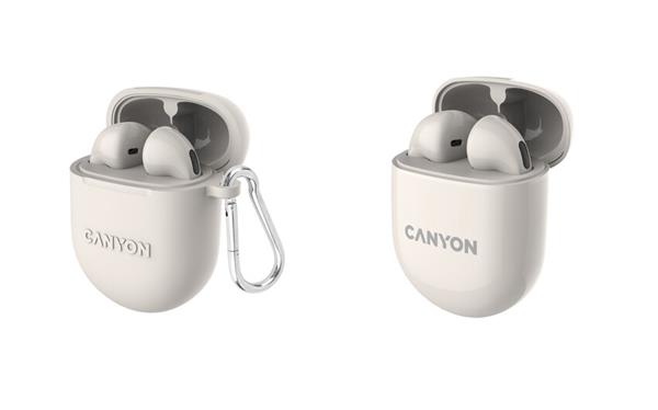 Canyon TWS-6, True Wireless Bluetooth slúchadlá do uší, nabíjacia stanica v kazete, béžové 