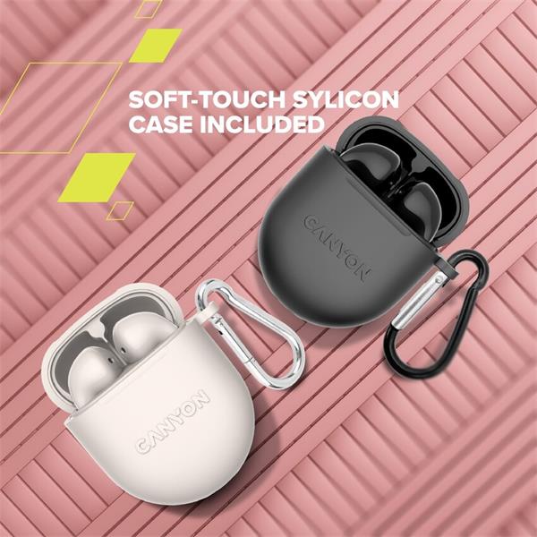 Canyon TWS-6, True Wireless Bluetooth slúchadlá do uší, nabíjacia stanica v kazete, béžové 