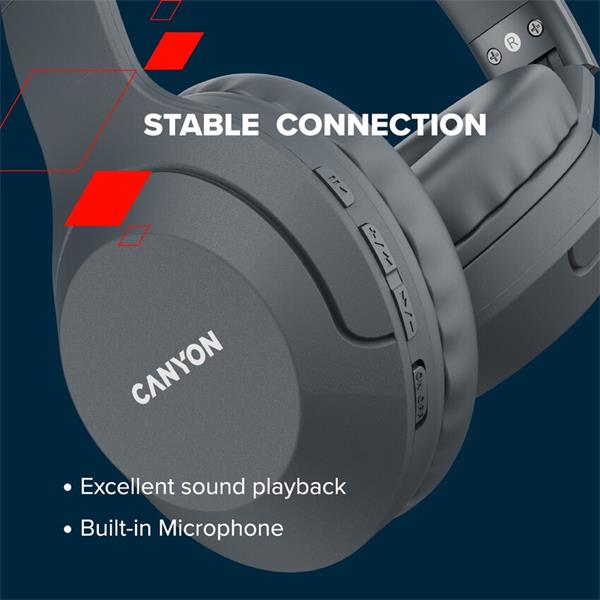 Canyon BTHS-3 Bluetooth bezdrôtové slúchadlá, USB-C nabíjanie, sklápací dizajn, handsfree, 15 hod výdrž, béžové 