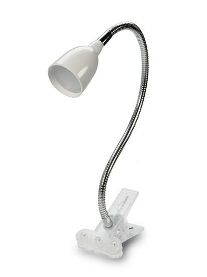 Solight LED stolná lampička, 2,5W, 3000K, clip, biela farba 