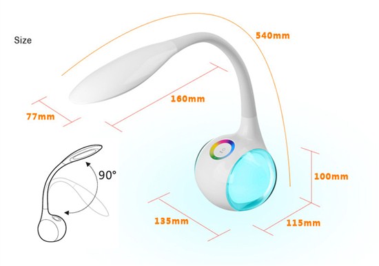 Solight LED stolná lampička stmievateľná, 6W, 256 farieb, atmosférické podsvietenie 