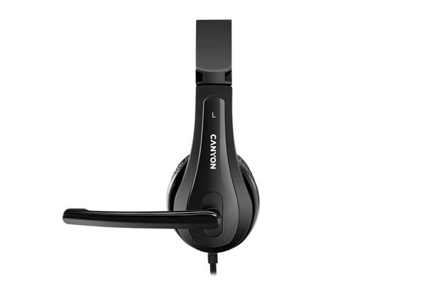 Canyon CHSU-1, PC Headset, USB, slúchadla s mikrofónom, ovládanie na kábli, čierne 