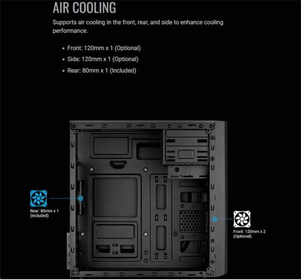 Eurocase MC X108, skrinka mATX, 1xUSB2.0, 1xUSB3.0, 1x fan, čierna 