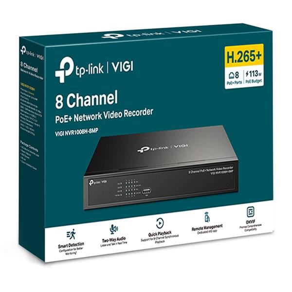 TP-LINK "8 Channel PoE Network Video RecorderSPEC: H.265+/H.265/H.264+/H.264, Up to 8MP resolution, Decoding capability 