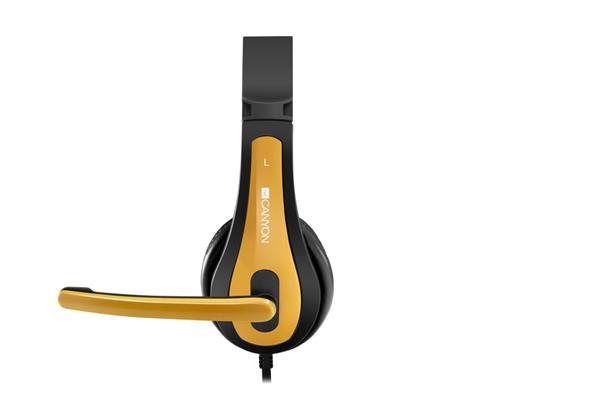 Canyon HSC-1, PC Headset, slúchadla s mikrofónom, 1 x 3.5mm jack komb., ovládanie na kábli, 2 m, čierno-žlté 