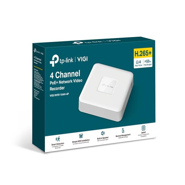 TP-LINK "4 Channel PoE Network Video RecorderSPEC: H.265+/H.265/H.264+/H.264, Up to 8MP resolution, Decoding capability 