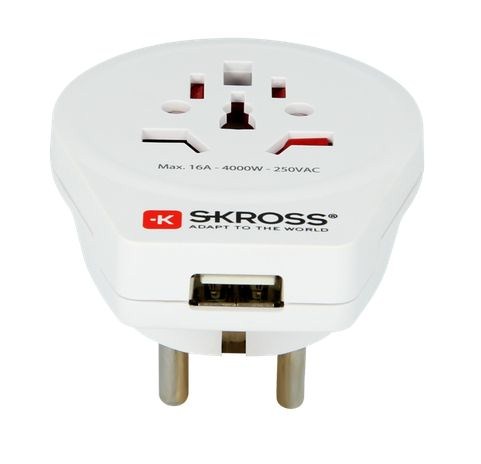 SKROSS cestovný adaptér Europe USB pre cudzincov v SR, vč. 1x USB 2100mA 