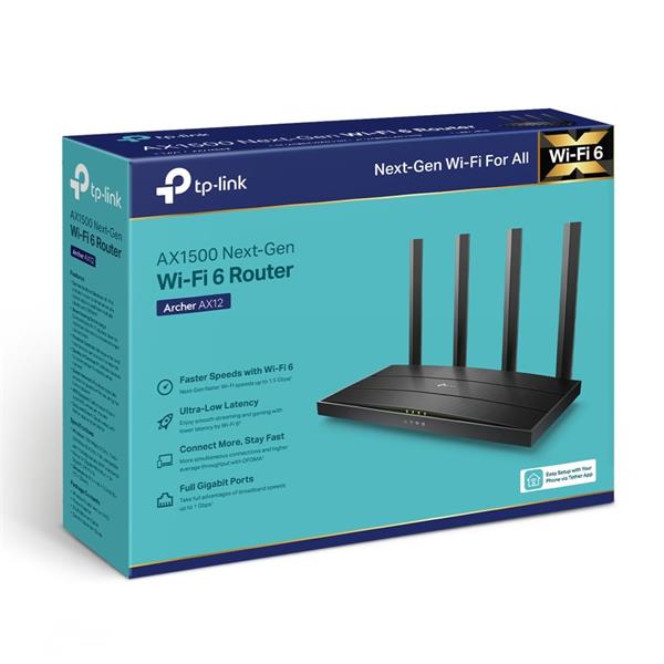 TP-LINK "AX1500 Dual-Band Wi-Fi 6 RouterSPEED: 300 Mbps at 2.4 GHz + 1201Mbps at 5 GHzSPEC: 4× Antennas, 1GHz Dual Cor 