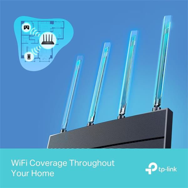 TP-LINK "AX1500 Dual-Band Wi-Fi 6 RouterSPEED: 300 Mbps at 2.4 GHz + 1201Mbps at 5 GHzSPEC: 4× Antennas, 1GHz Dual Cor 