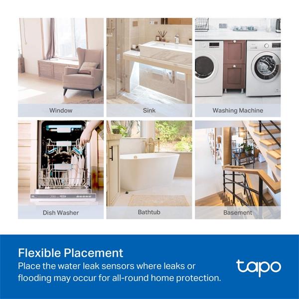 TP-LINK "Smart Water Leak SensorSPEC: 868 MHz, 2 x AAA BatteryFEATURE: Tapo Hub Required, Dripping and Leaking Detecti 