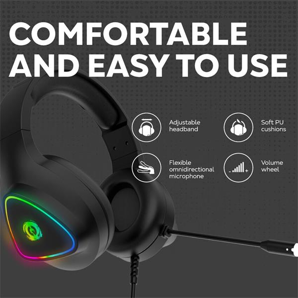 Canyon GH-6, Shadder herný headset, USB / 2x 3.5mm jack, 2m kábel, multicolor RGB podsvietenie, čierny 