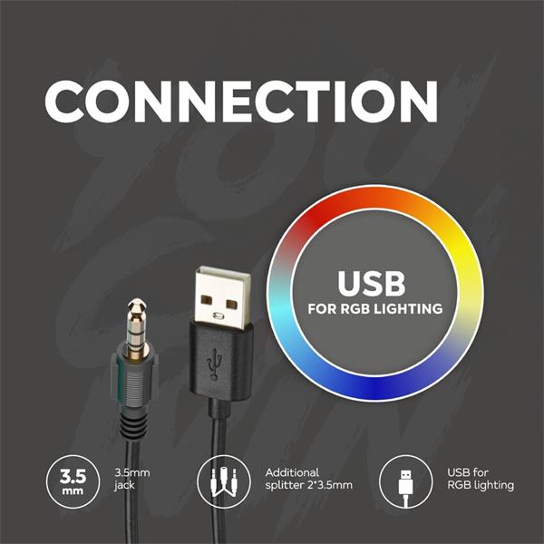 Canyon GH-6, Shadder herný headset, USB / 2x 3.5mm jack, 2m kábel, multicolor RGB podsvietenie, čierny 