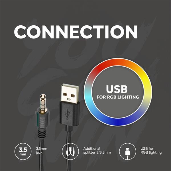 Canyon GH-6, Shadder herný headset, USB / 2x 3.5mm jack, 2m kábel, multicolor RGB podsvietenie, biely 