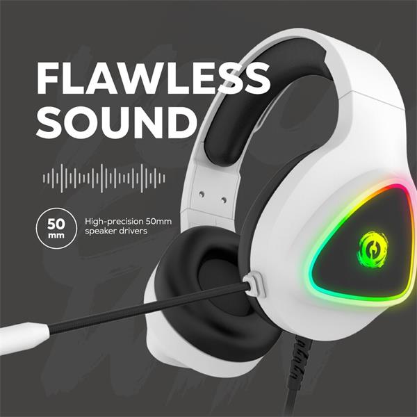 Canyon GH-6, Shadder herný headset, USB / 2x 3.5mm jack, 2m kábel, multicolor RGB podsvietenie, biely 