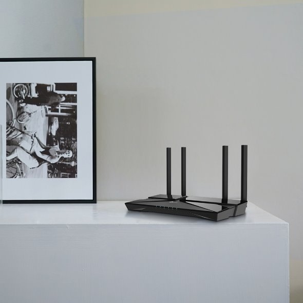 TP-LINK "AX1800 Dual-Band Wi-Fi 6 RouterSPEED: 574 Mbps at 2.4 GHz + 1201 Mbps at 5 GHzSPEC: 4× Antennas, Dual-Core CP 