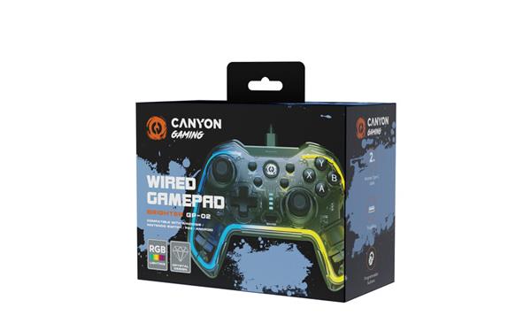 Canyon GP-02, Brighter drôtový gamepad 4 v 1 pre Win PC, Nintendo Switch*, Android Media Box, Android TV, PS3 