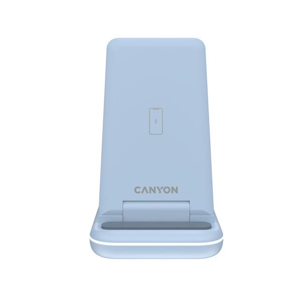 Canyon WS-304, 3v1, bezdrôtová Qi nabíjacia stanica pre 3 zariadenia simultánne, modrá 