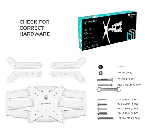 ONKRON TV vysúvny a otočný držiak na stenu 37"až 70", VESA 400x400 max 40 kg, biely 