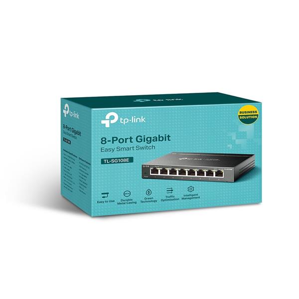 TP-LINK "8-Port Gigabit Easy Smart SwitchPORT: 8× Gigabit RJ45 PortsSPEC: Desktop Steel CaseFEATURE: MTU/Port/Tag-bas 