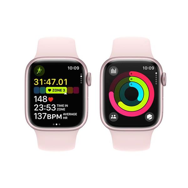 Apple Watch Series 9 GPS + Cellular 41mm Pink Aluminium Case with Light Pink Sport Band - S/M 