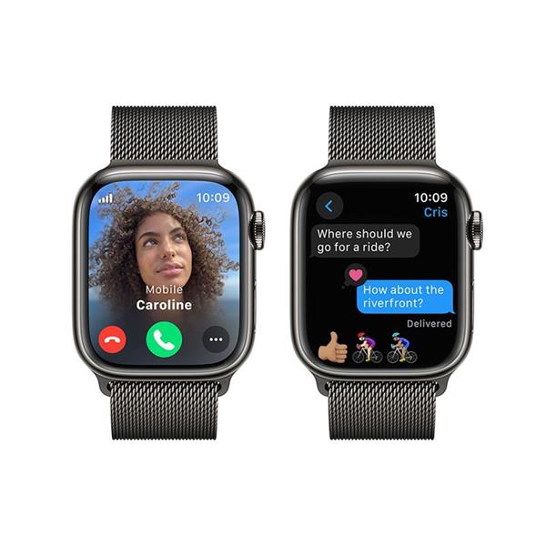 Apple Watch Series 9 GPS + Cellular 41mm Graphite Stainless Steel Case with Graphite Milanese Loop 