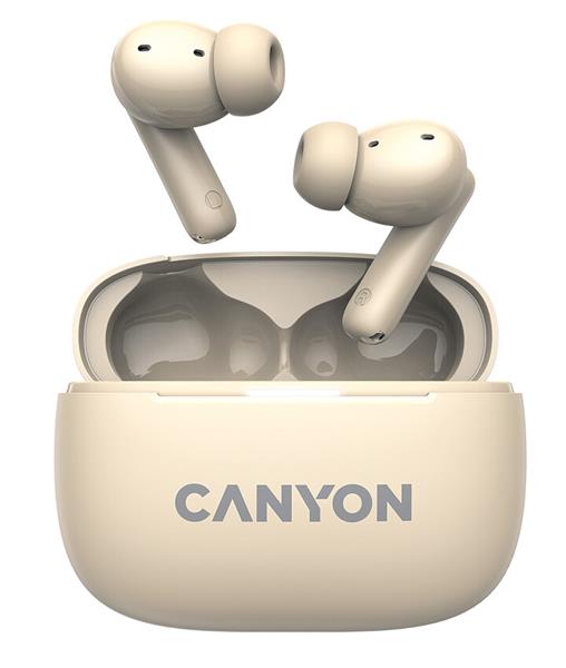 Canyon TWS-10, On Go, 10 ANC, True Wireless Bluetooth slúchadlá do uší, nabíjacia stanica v kazete, béžové 