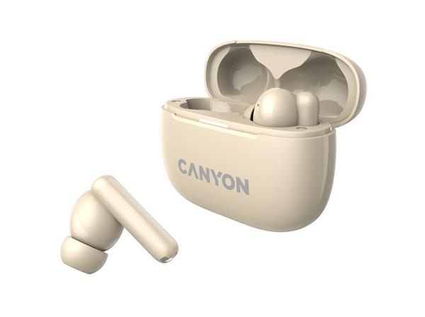 Canyon TWS-10, On Go, 10 ANC, True Wireless Bluetooth slúchadlá do uší, nabíjacia stanica v kazete, béžové 