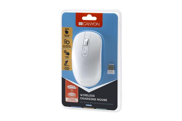 Canyon MW-18, Wireless optická myš USB, 800/1200/1600 dpi, 4 tiché tlač, perleťovo - biela 