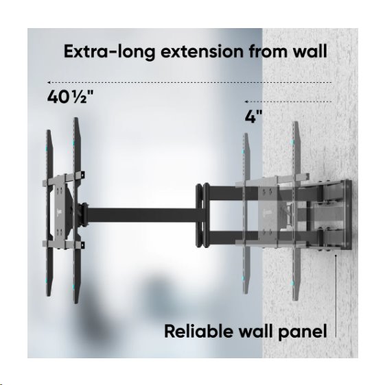 ONKRON Full Motion TV držiak na stenu pre 42" až 110" obrazovky do 99, 7 kg, čierny 