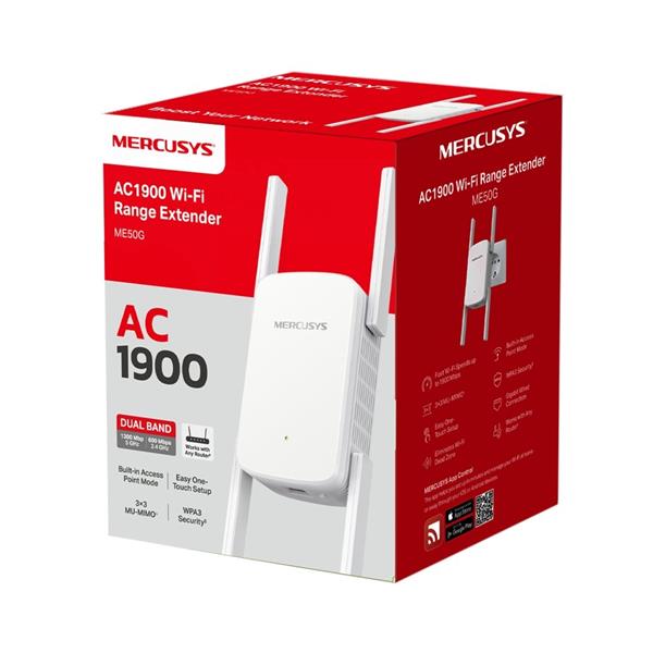 AC1900 Wi-Fi Range Extender SPEED: 600 Mbps at 2.4 GHz + 1300 Mbps at 5 GHz  SPEC:  4× Fixed External Antennas, 1× Gigab 