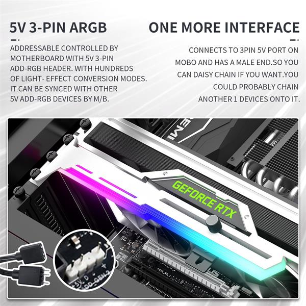 1stCOOL GPU Holder ARGB - držiak VGA kovový nastaviteľný biely 