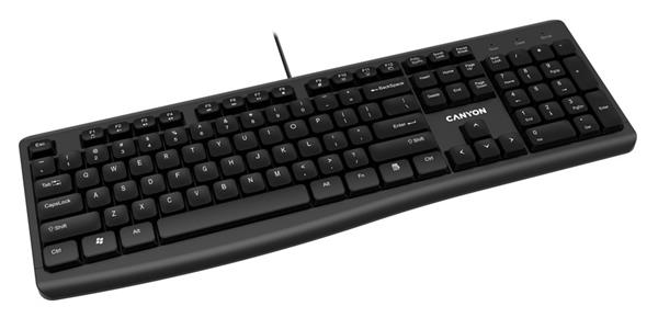 Canyon KB-50, klávesnica, USB, 104/12 multimed. klávesov, EN, čierna 