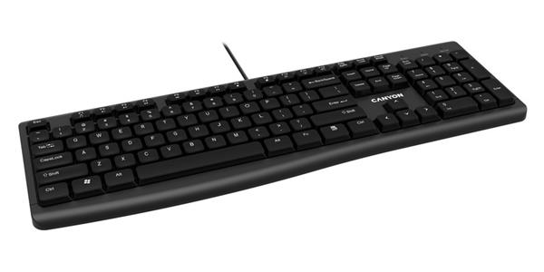 Canyon KB-50, klávesnica, USB, 104/12 multimed. klávesov, EN, čierna 