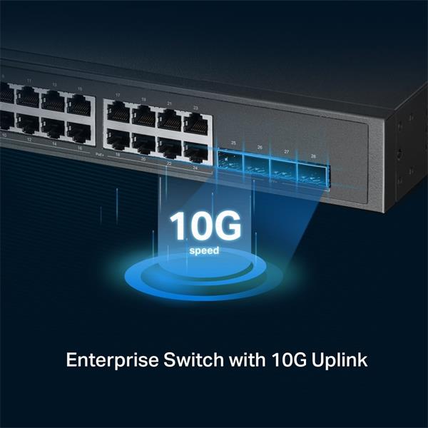 TP-LINK "JetStream™ 24-Port 2.5GBASE-T and 4-Port 10GE SFP+ L2+ Managed Switch with 16-Port PoE+ & 8-Port PoE++PORT: 24 