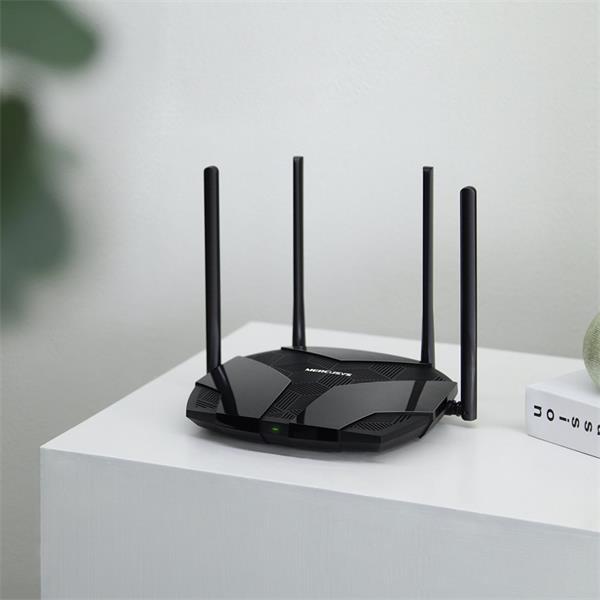AX3000 Dual-Band Wi-Fi 6 Router SPEED: 574 Mbps at 2.4 GHz + 2402 Mbps at 5 GHz  SPEC:  4× Fixed External Antennas, 3× G 