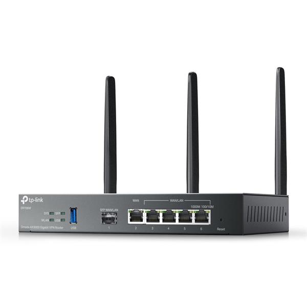 TP-LINK "Omada AX3000 Wi-Fi 6 Gigabit VPN RouterPORT: 1× Gigabit SFP WAN/LAN Port, 1× Gigabit RJ45 WAN Port, 4× Gigabit 